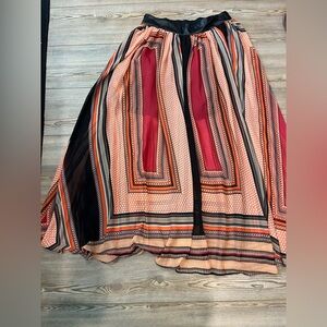 Vibrant Striped Maxi Skirt in Red and Black